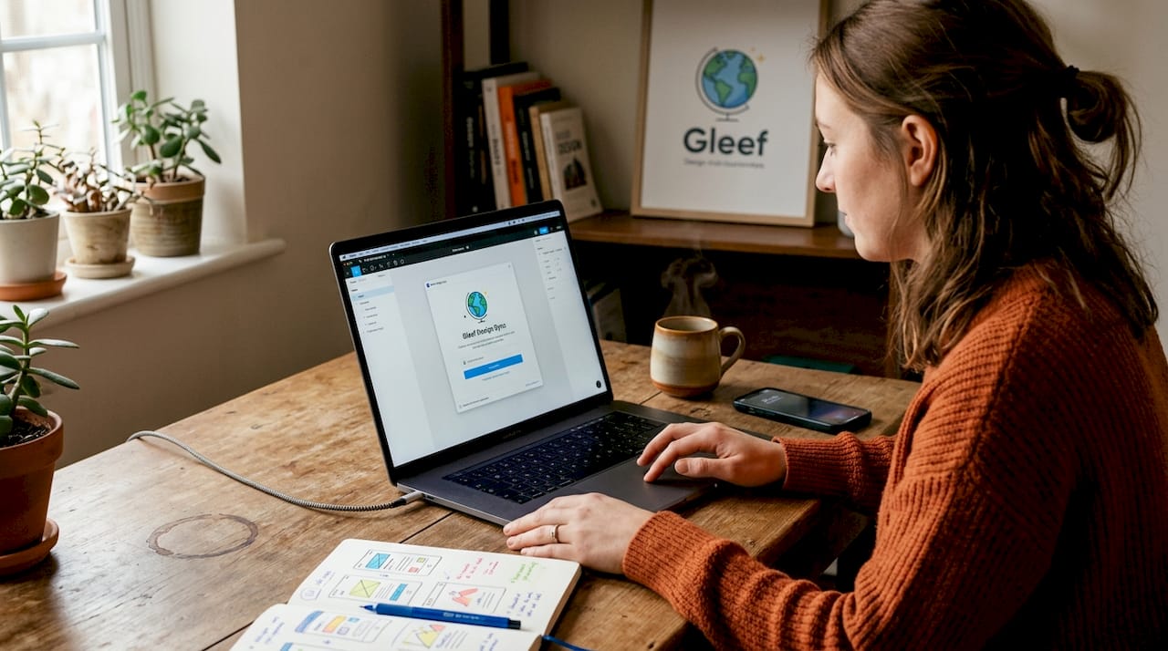 Designer connecting a plugin on laptop