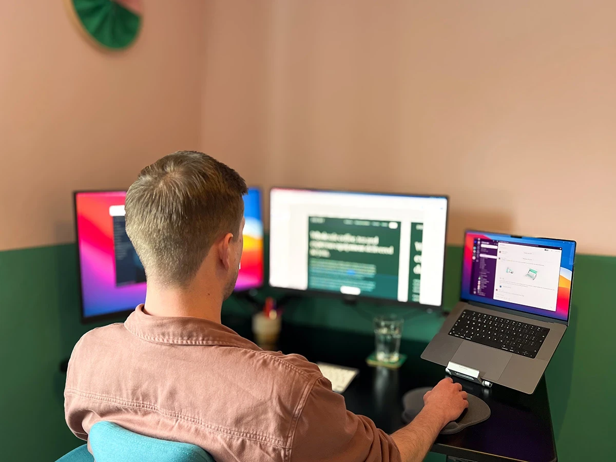 Designer at his desk working