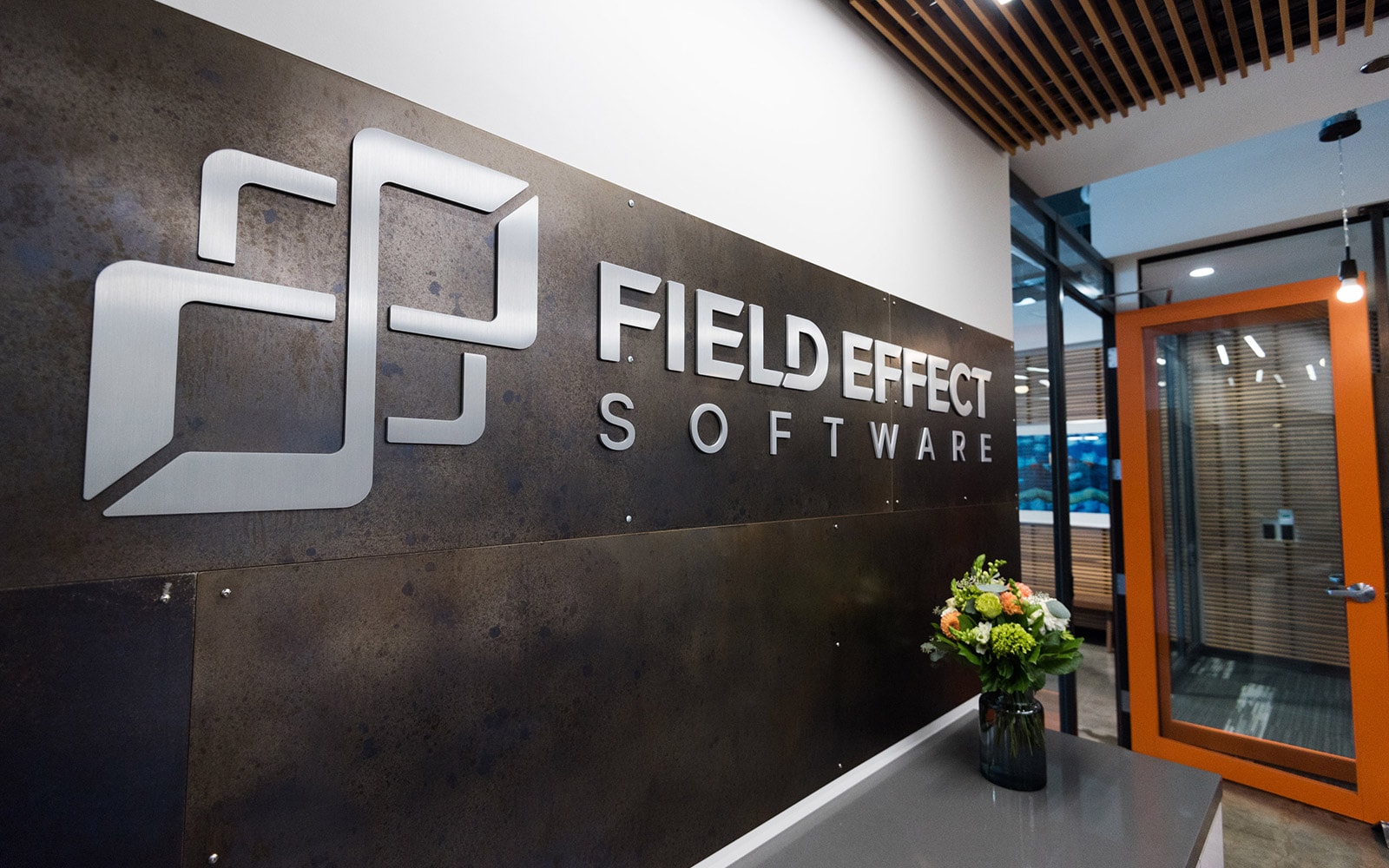 Field Effect logo on inteior sign.