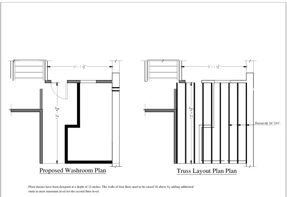 Two ADU floor plans side by side: one with a complex layout and another with a simplified, linear design.