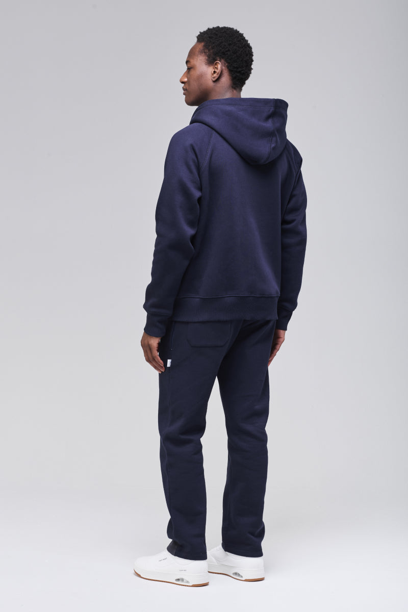 Back view, classic fit zip hoodie