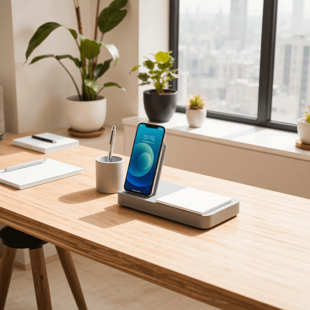 product photography of wireless charger stand