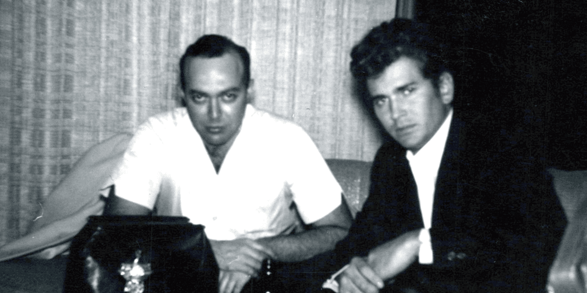 Michael Landon and Vic Mizzy photographed together, with the memoir revealing their involvement in a secret adoption story.