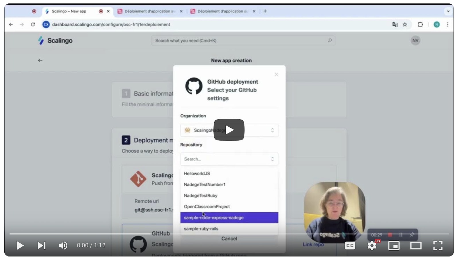 Démo d'un PaaS : Scalingo à découvrir sur Youtube