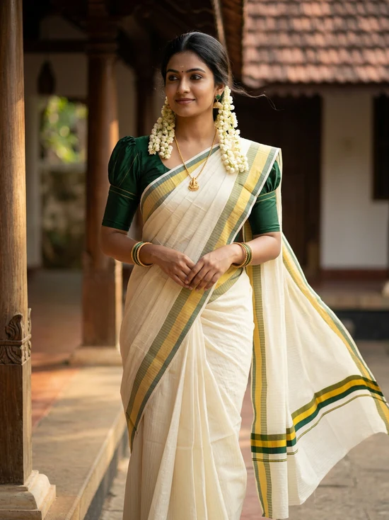 Kerala kasavu saree