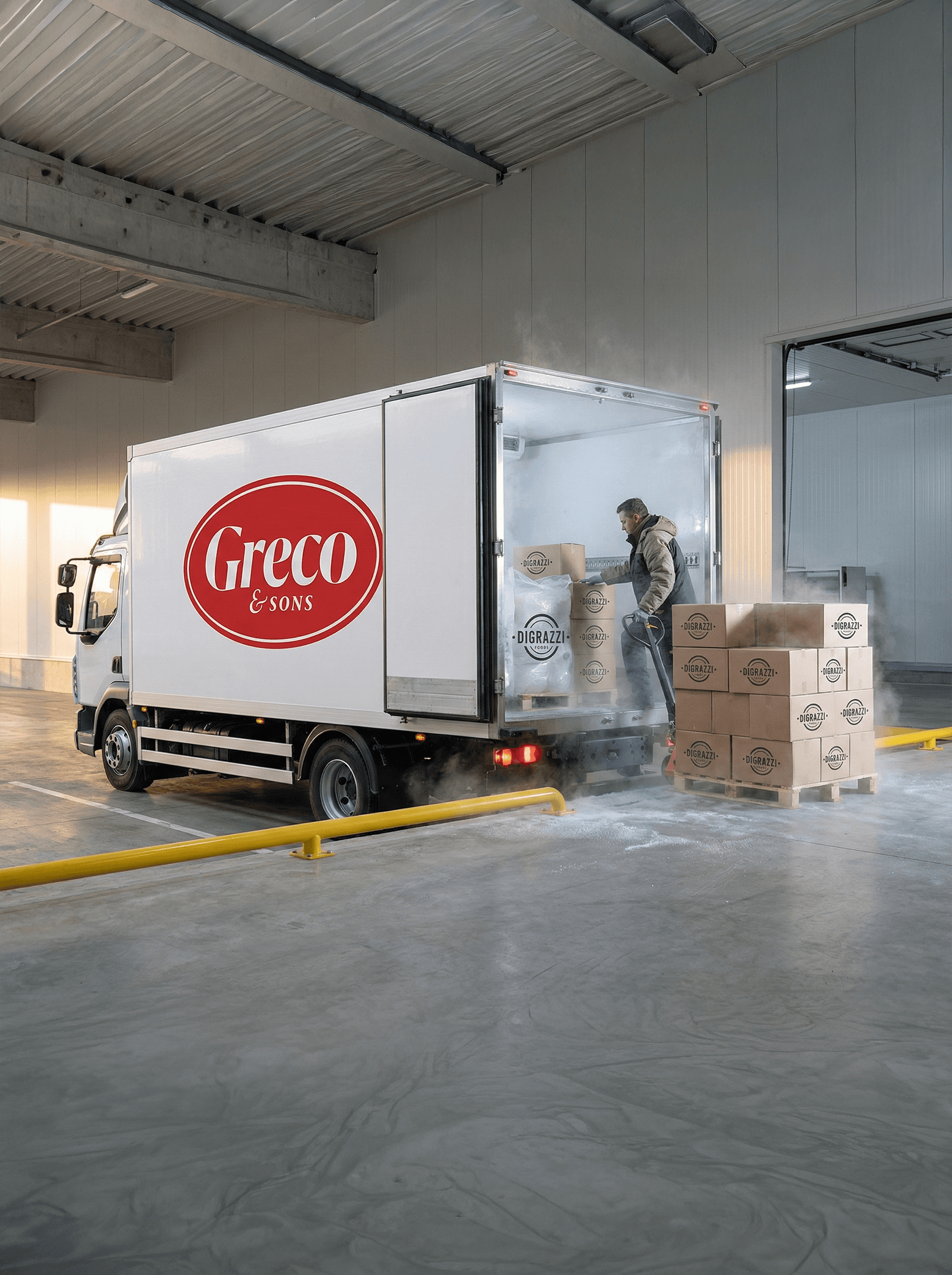 Temperature-controlled truck loading frozen DiGrazzi products