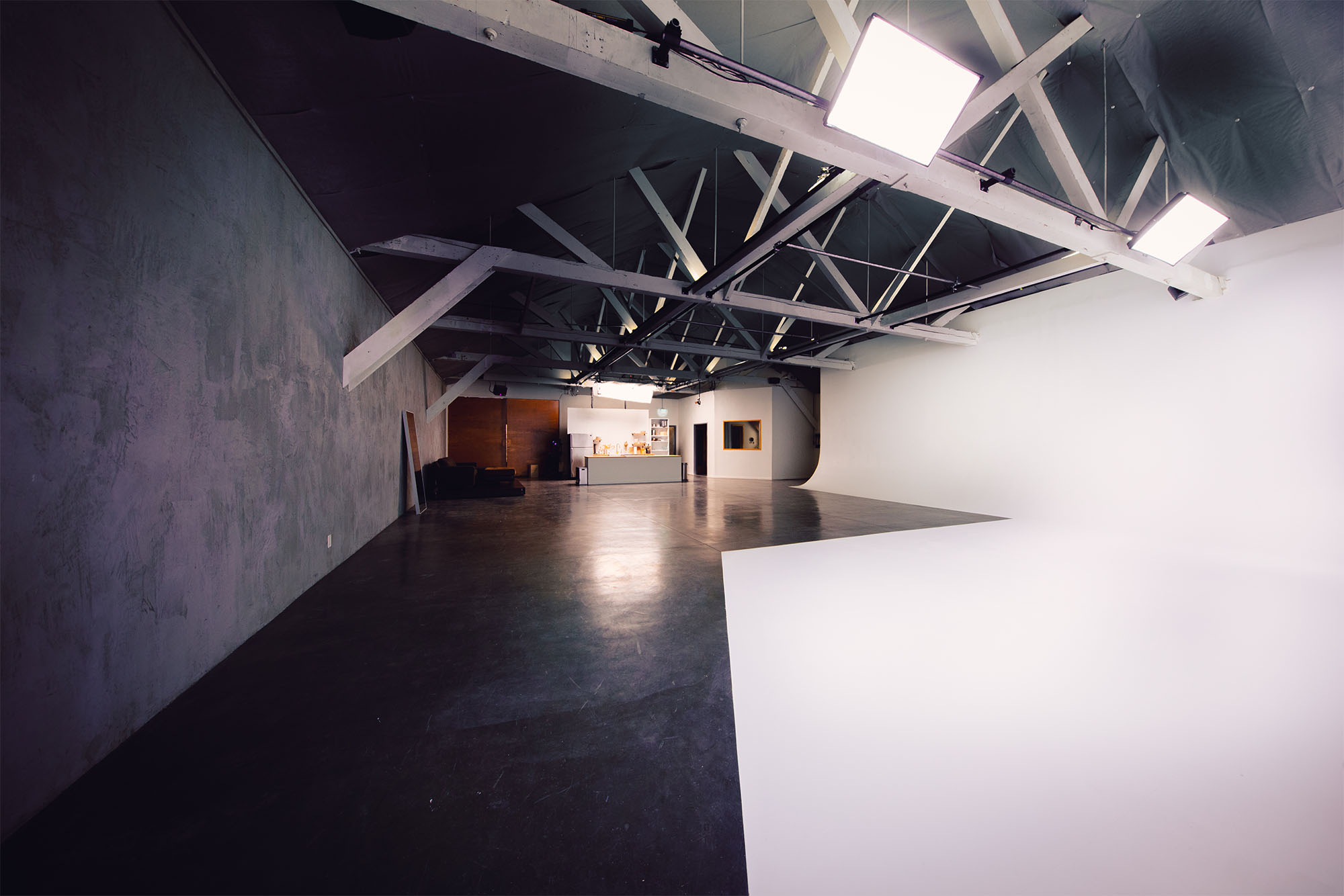 A straight on angle of the Soundstage at Particle Studio in Seattle, WA.