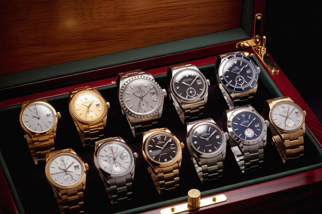 Luxusuhren-Sammlung in edler Holzschatulle – Uhren- und Wertsachenversicherung