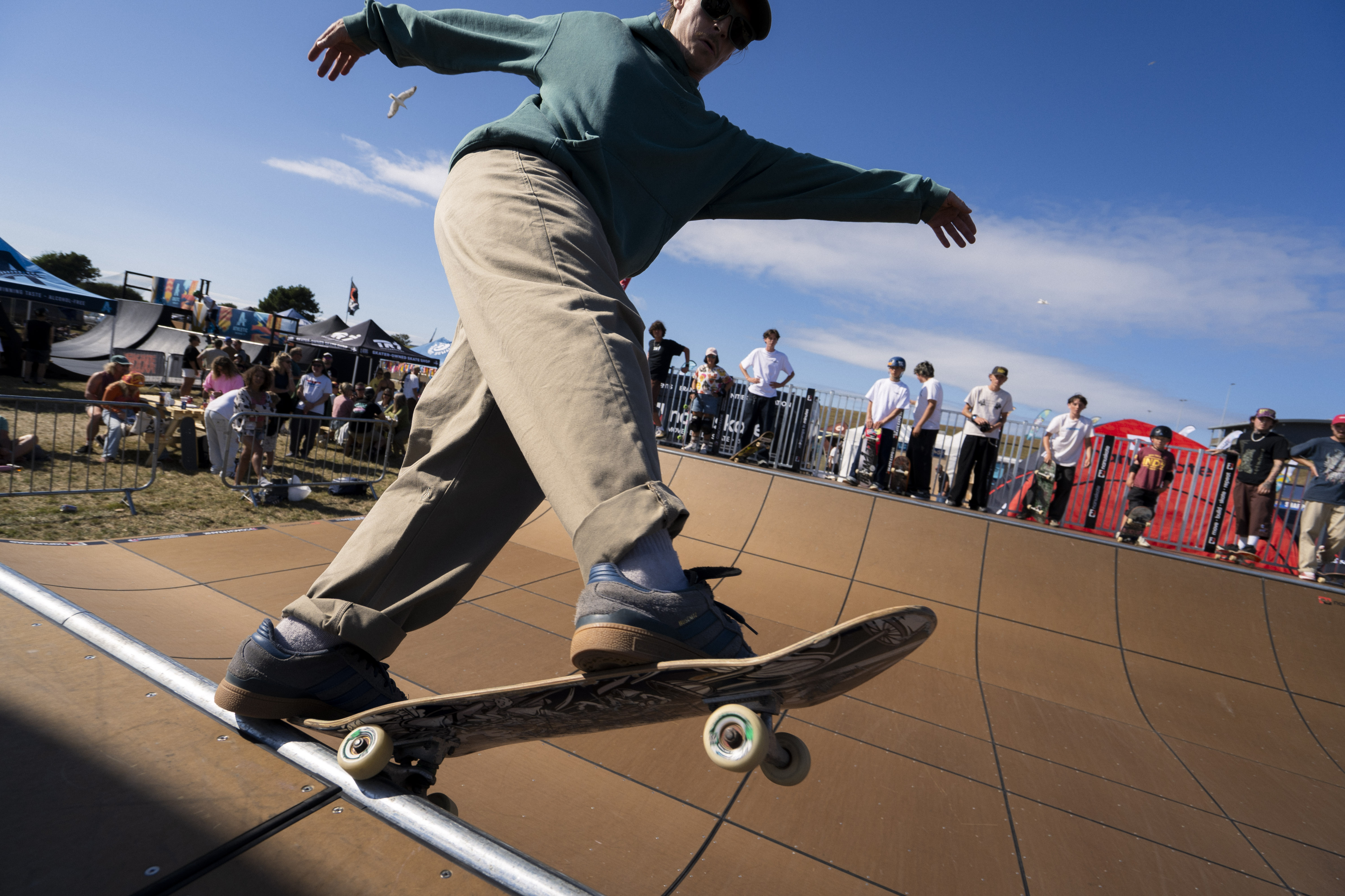 skateboarder on a nanuskate 4ft expression ramp