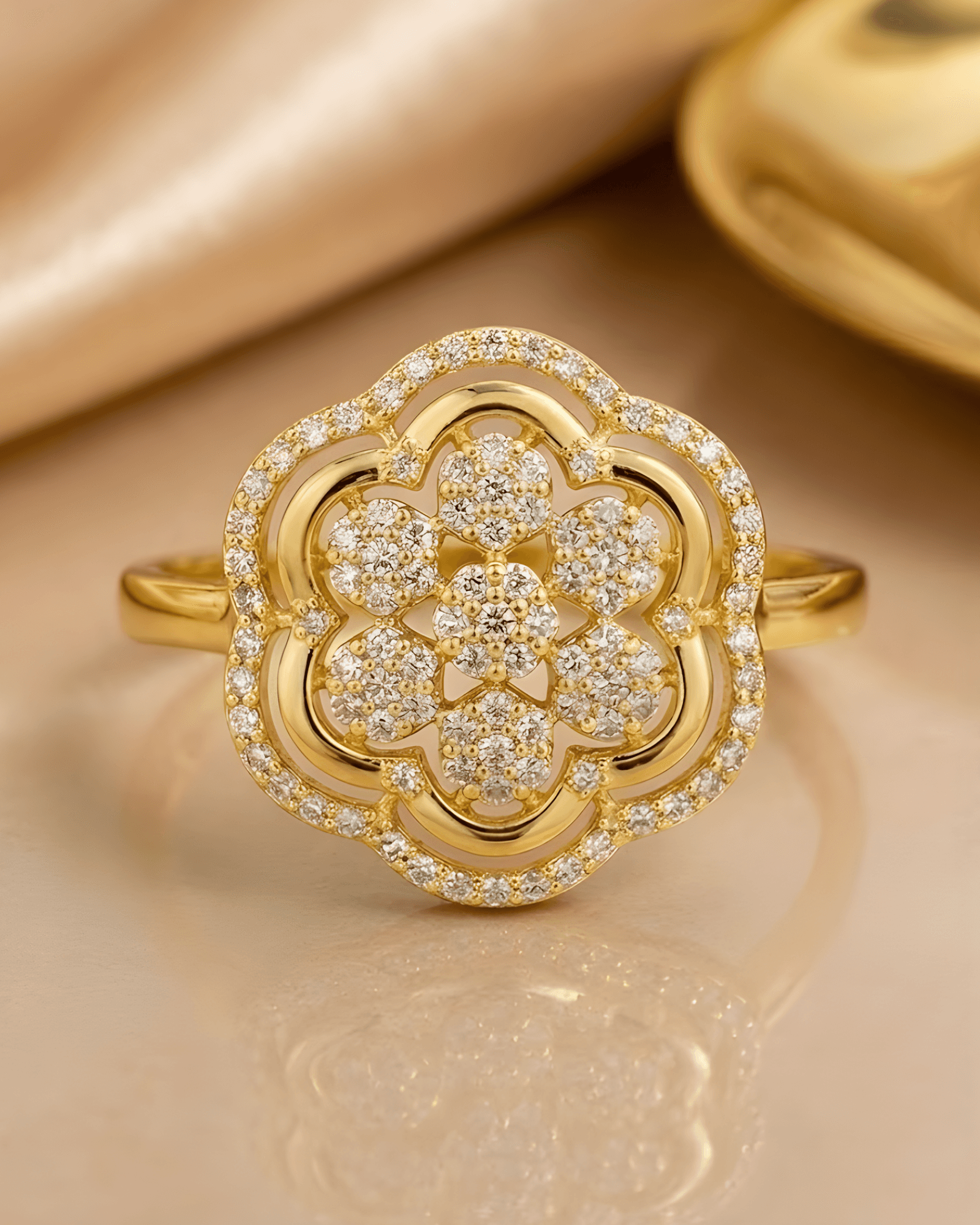 Blooming stones uncut diamond ring