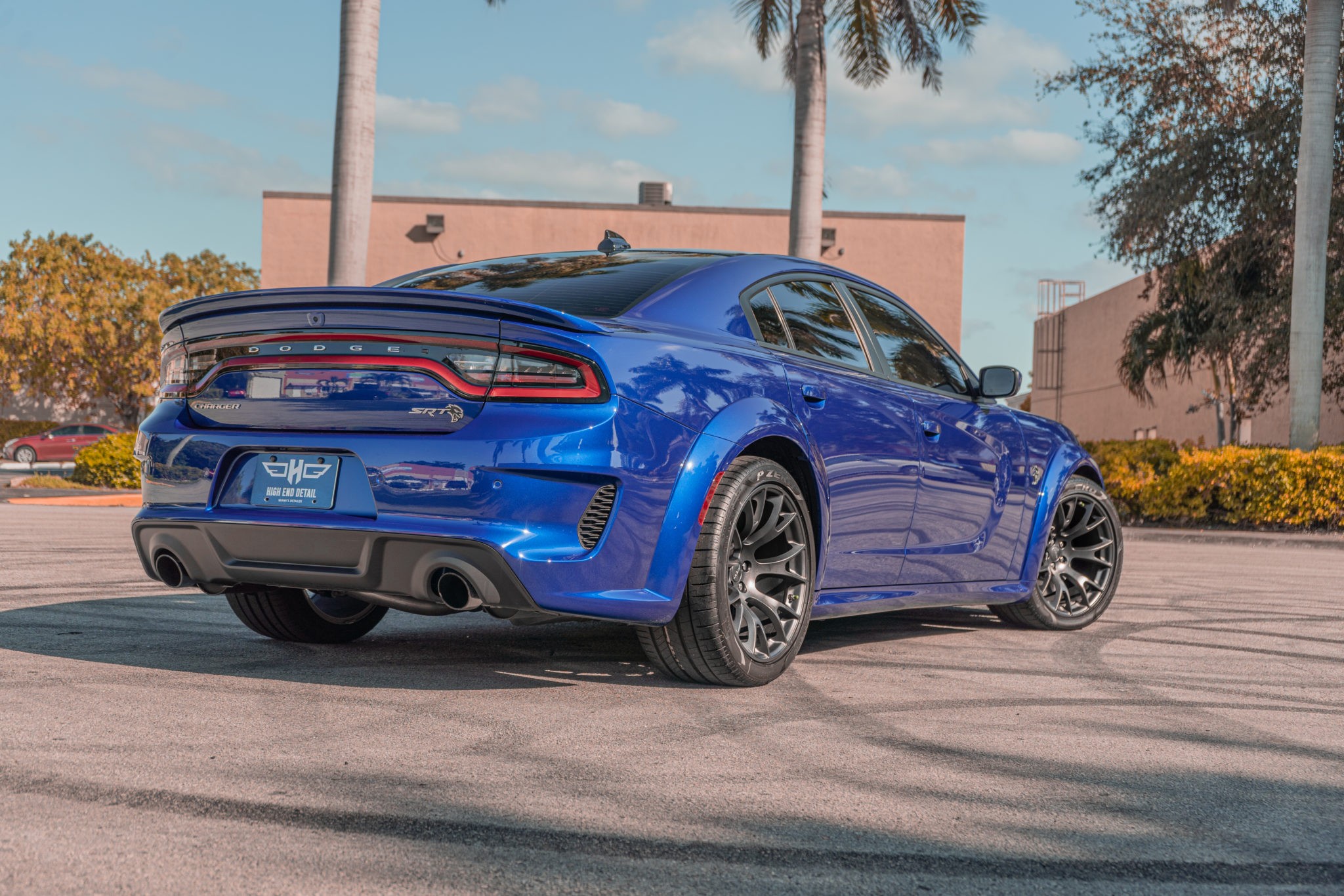 Freshly detailed blue hellcat with wheel polishing and high quality wax in southwest florida