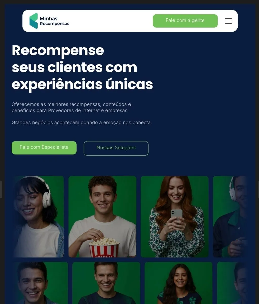 Mockup do site Minhas Recompensas