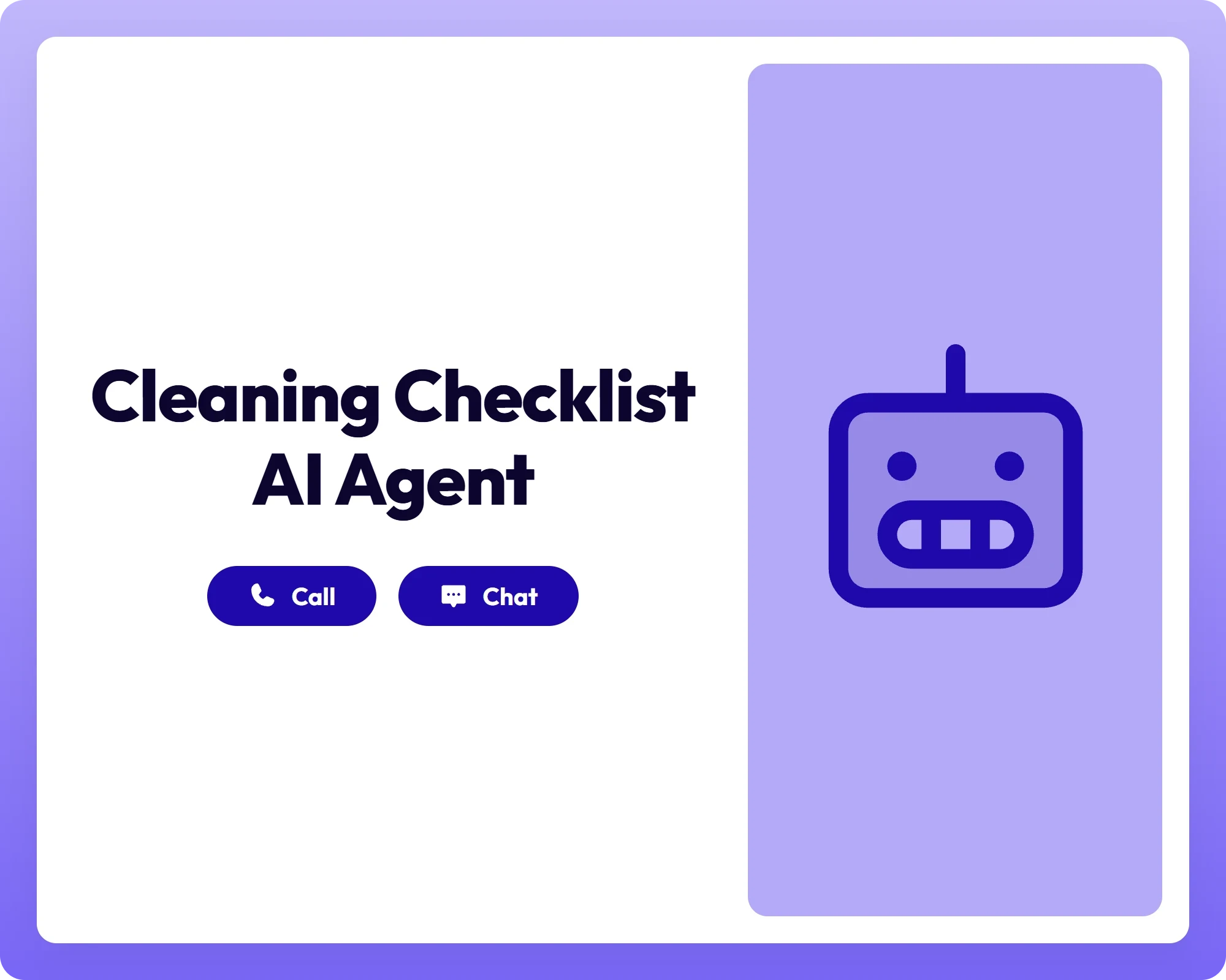 ai reporting agent supports cleaning services with call, chat, and robot icon
