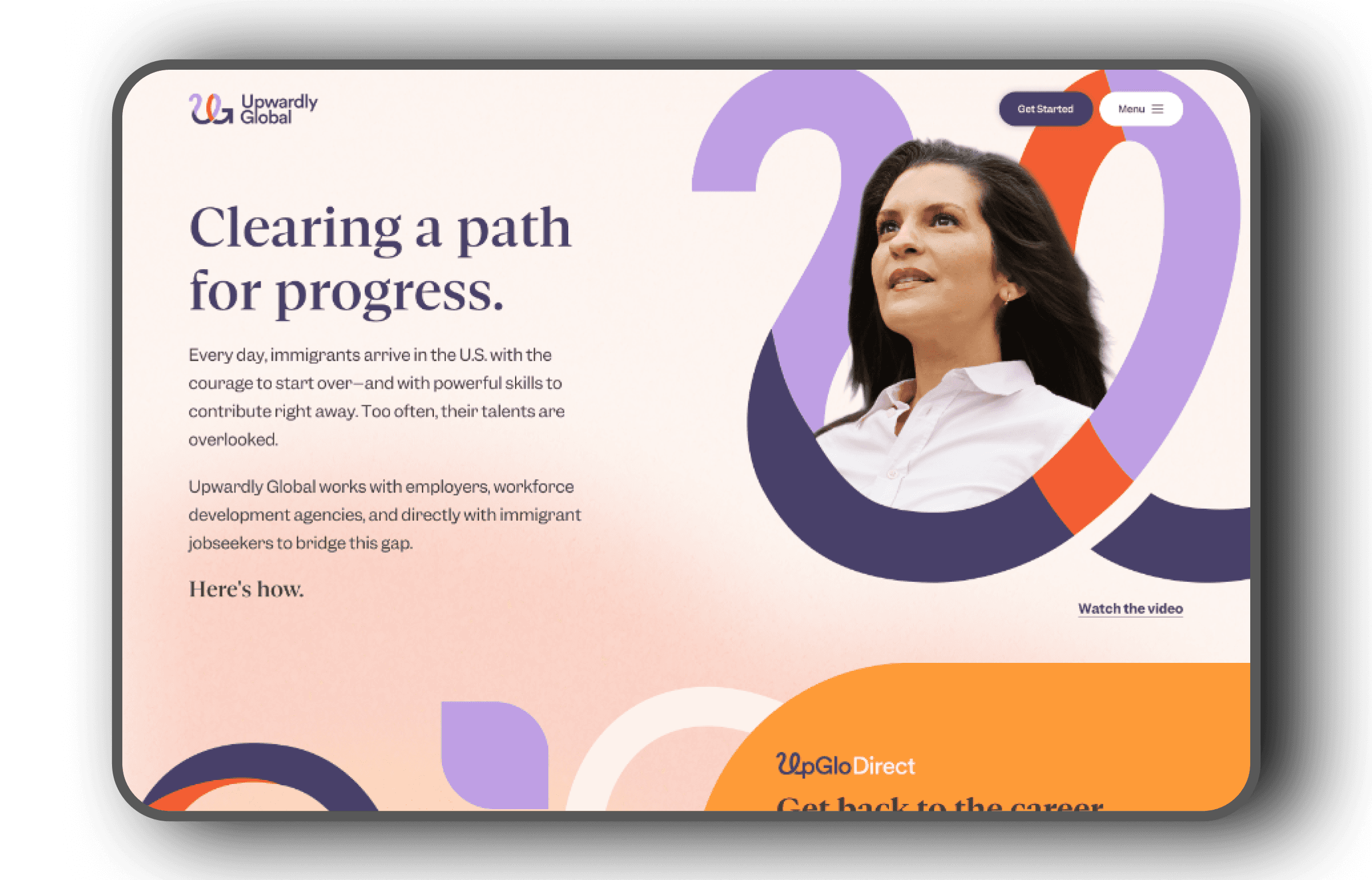 Mockup of the Upwardly Global redesigned homepage