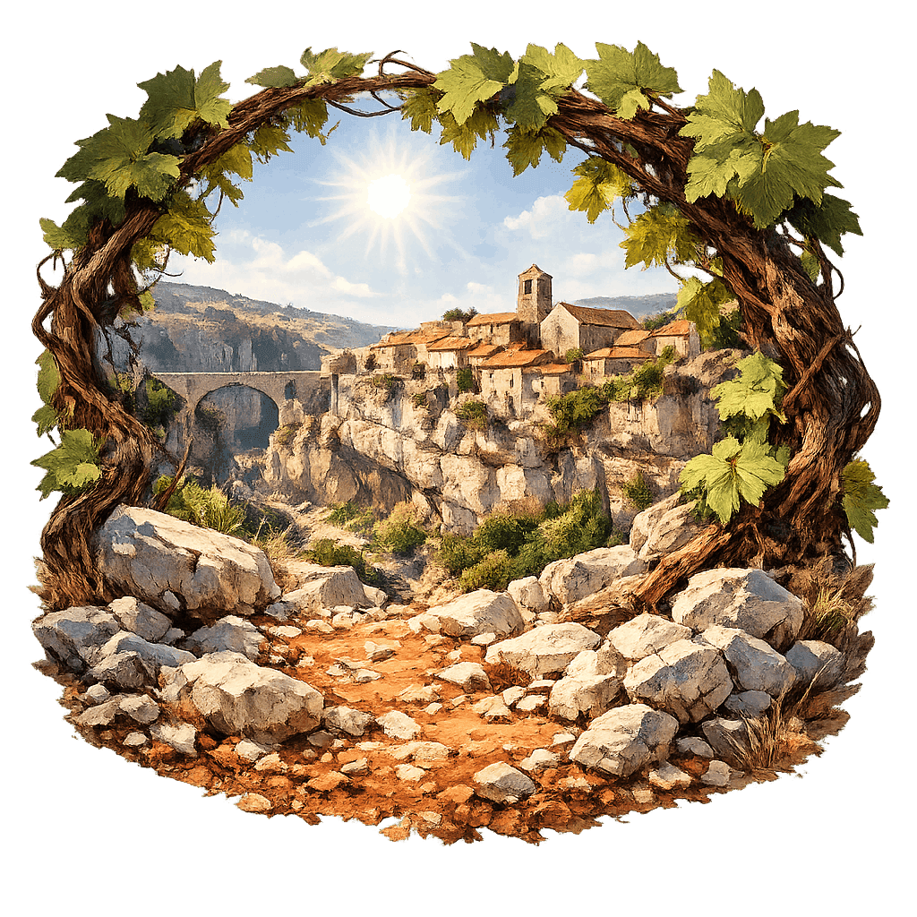 Detailed graphic of the Minervois wine region.