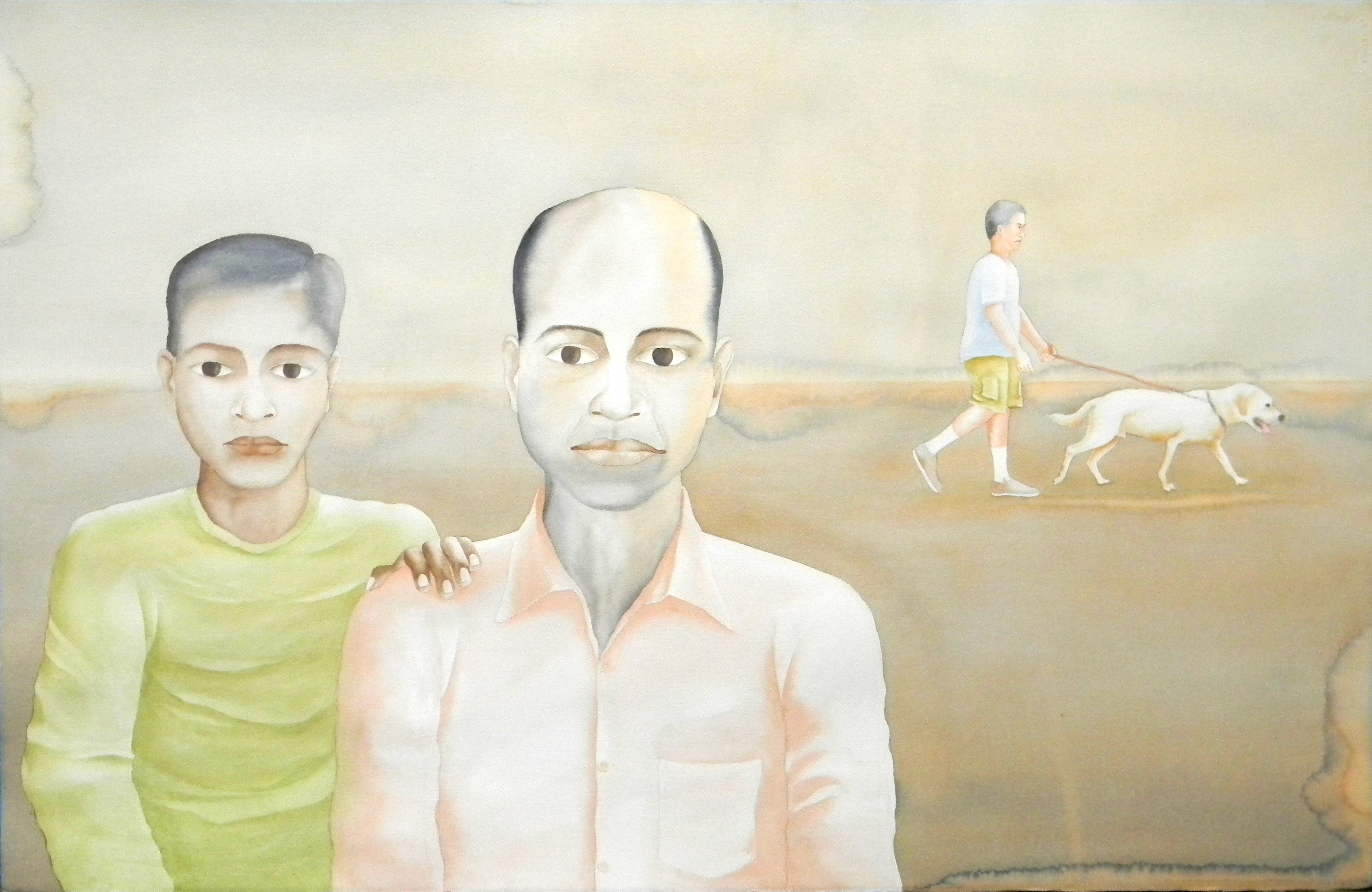 herd of sheep on road painting