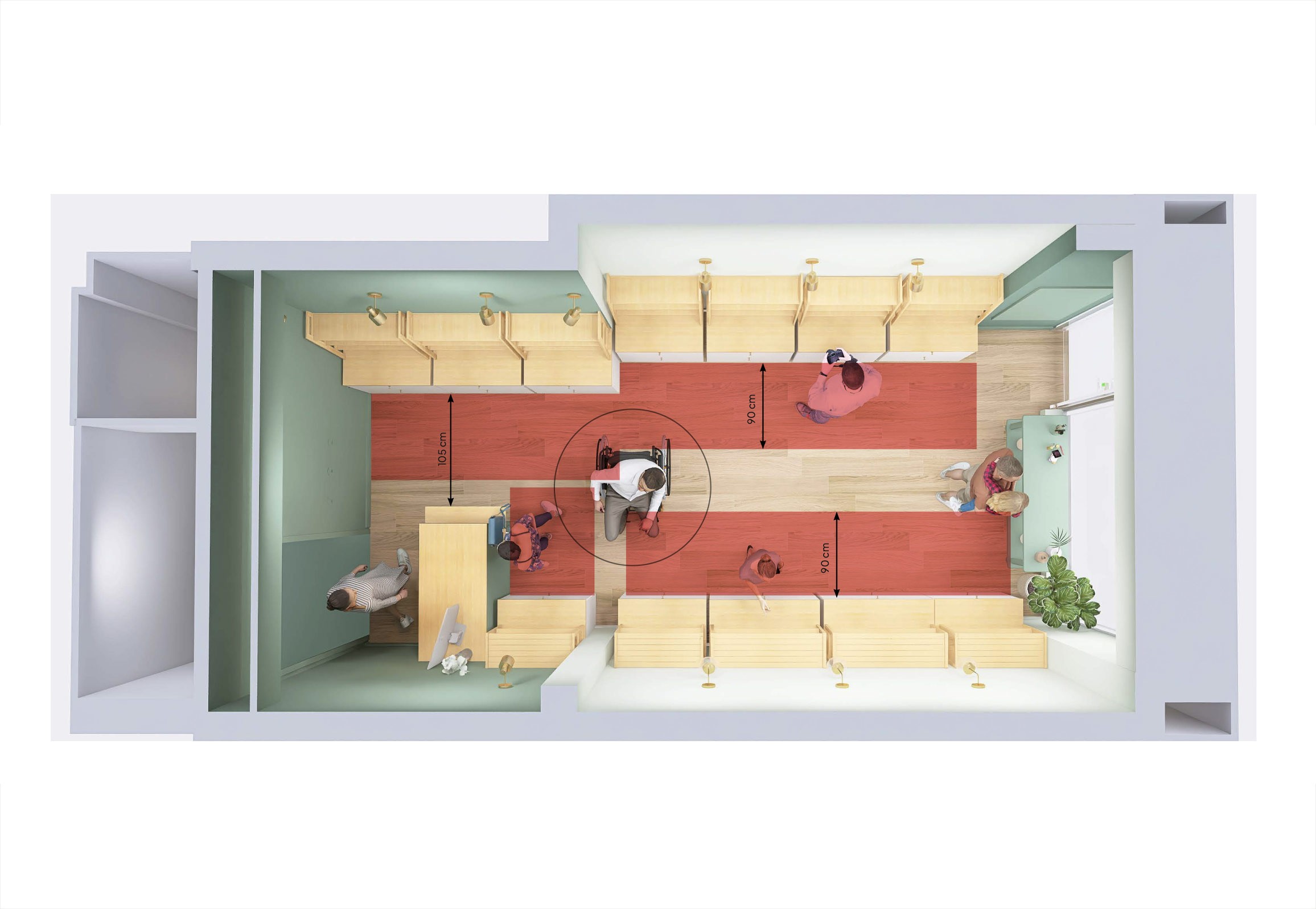 plan de circulation pour la boutique de Avril cosmétiques à Deauville