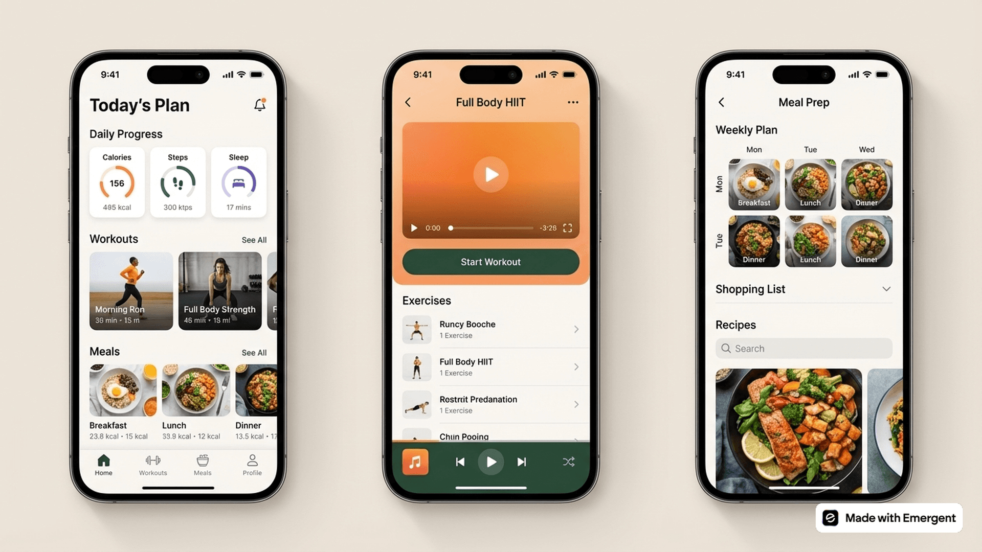 Fitness and Meal Plan App Made with Emergent