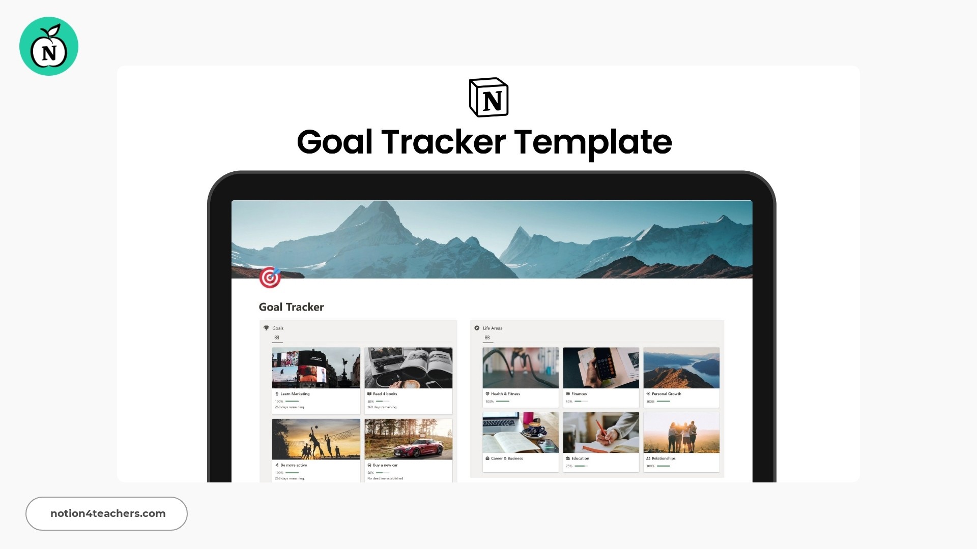 Goal Tracker Notion Template by Notion Bros