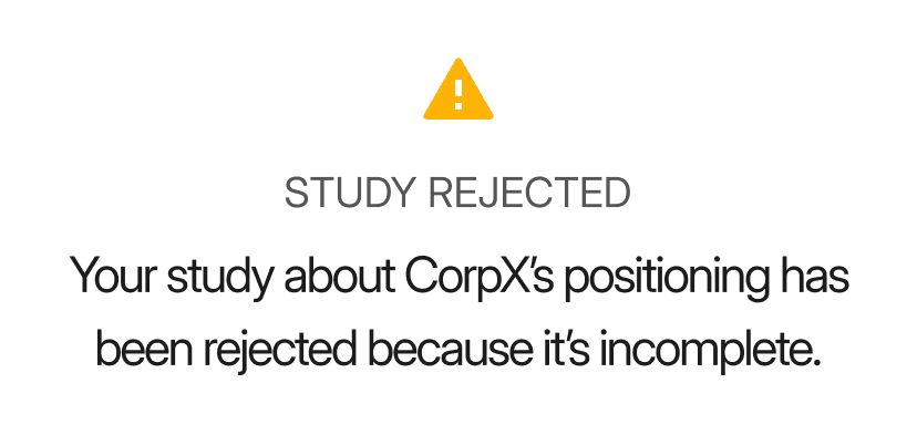 Warning widget where study is rejected