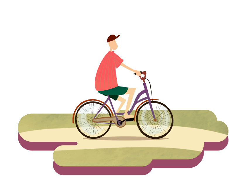 Illustration einer radfahrenden Person auf einem Weg