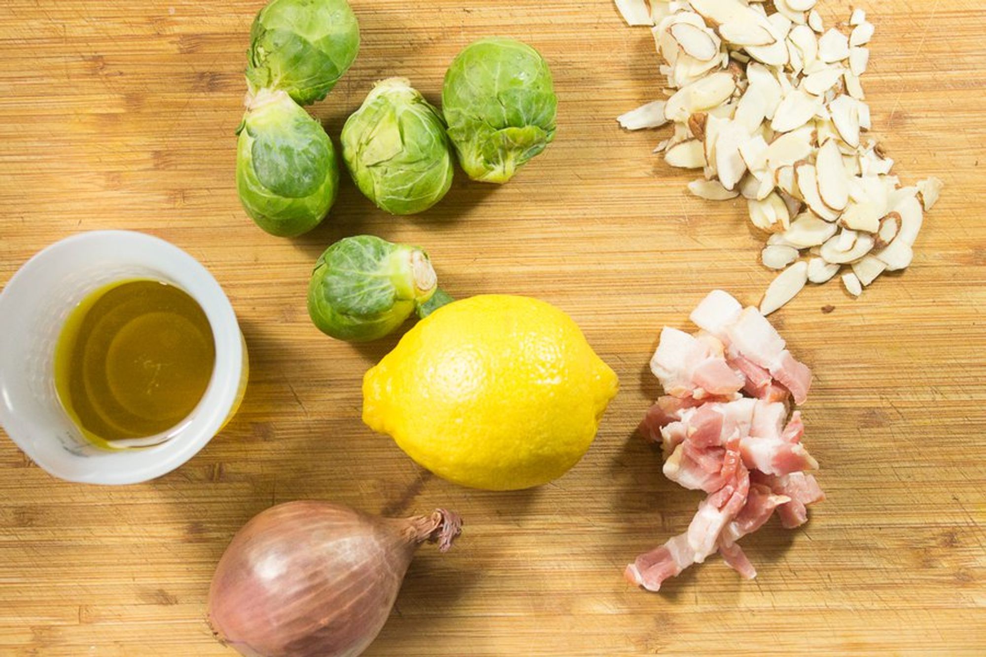 ingredients for brussels sprout bacon salad