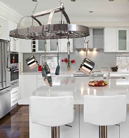 make small kitchen bigger using a pot rack