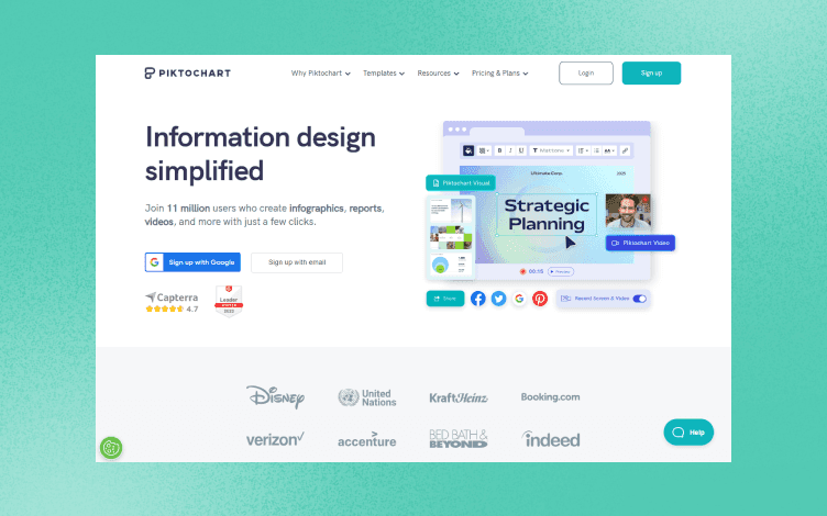 Piktochart’s homepage