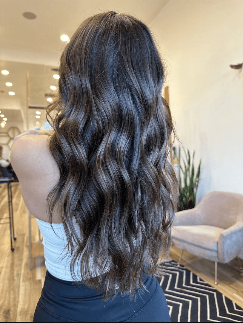 Dimensional brunette color and style by Stephanie Koontz at Del Sol Hair Studio Huntington Beach