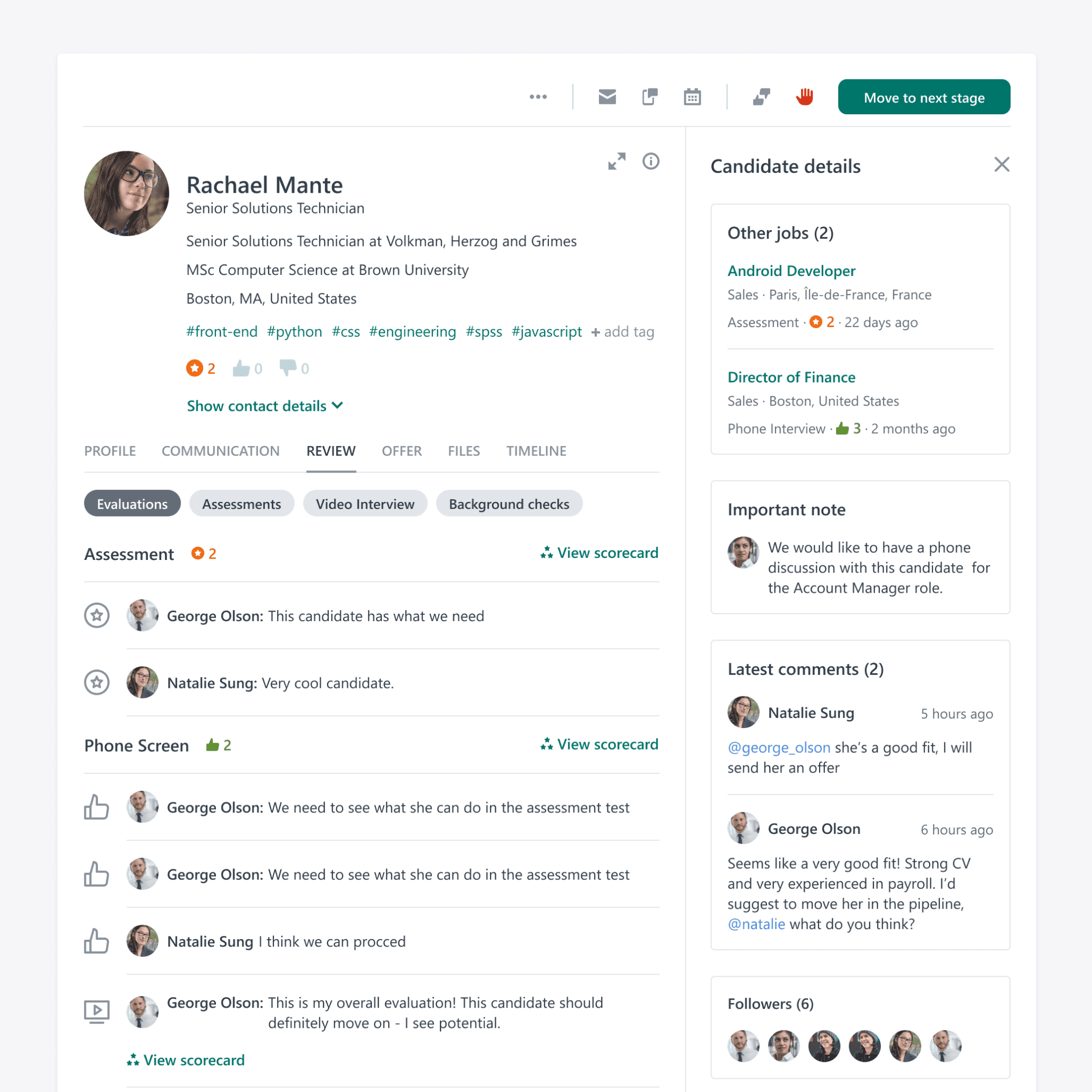 Workable Candidate review