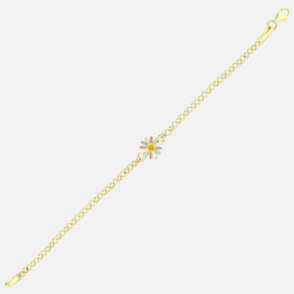 Assos Pırlanta Çiçek Figürlü 14 Ayar Altın Çocuk Bileklik Modeli