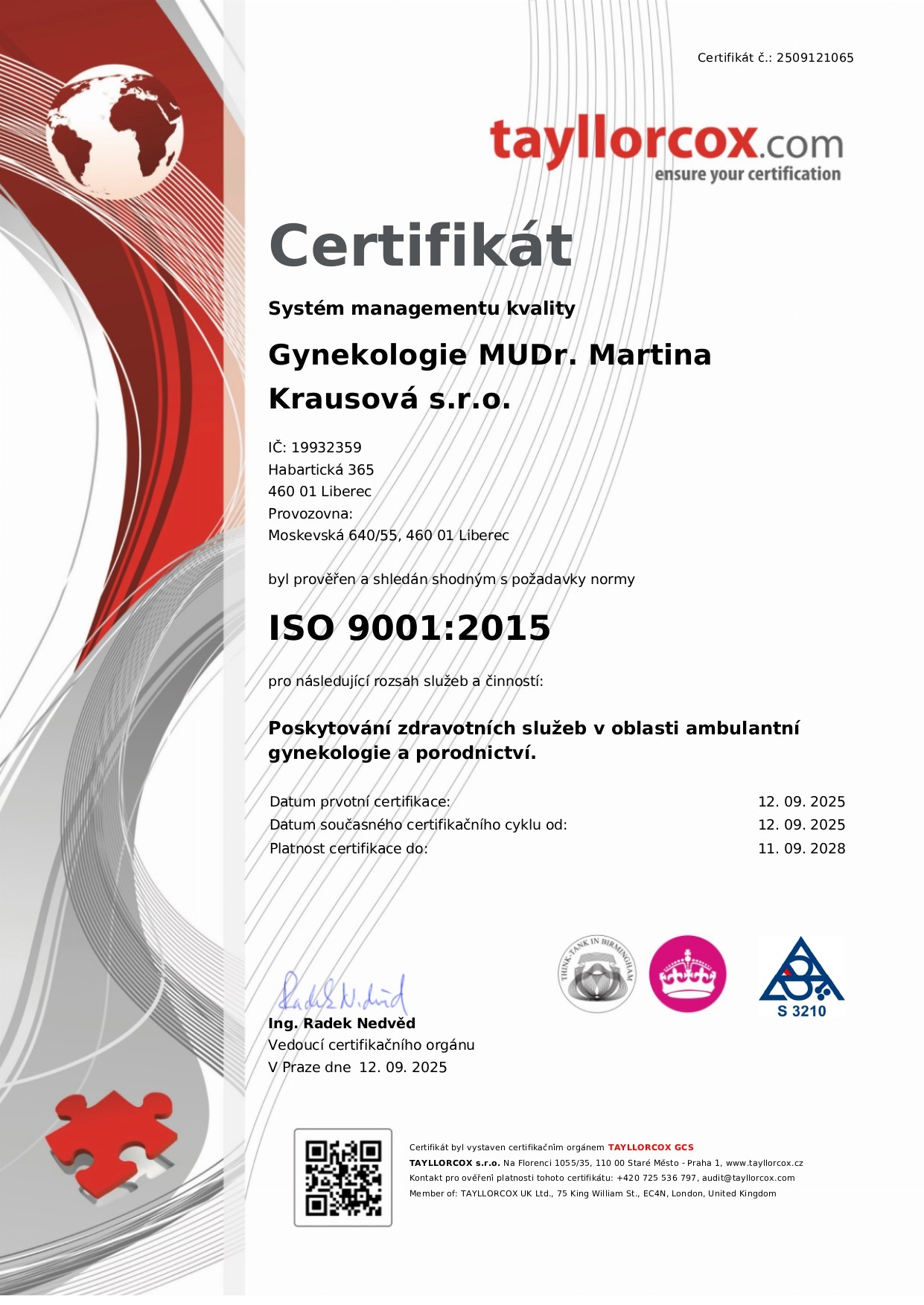 a woman in a white lab coat pointing at something