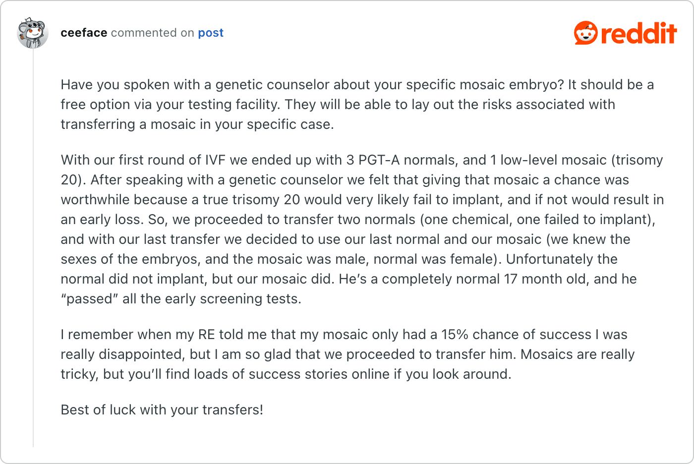 Post on Reddit