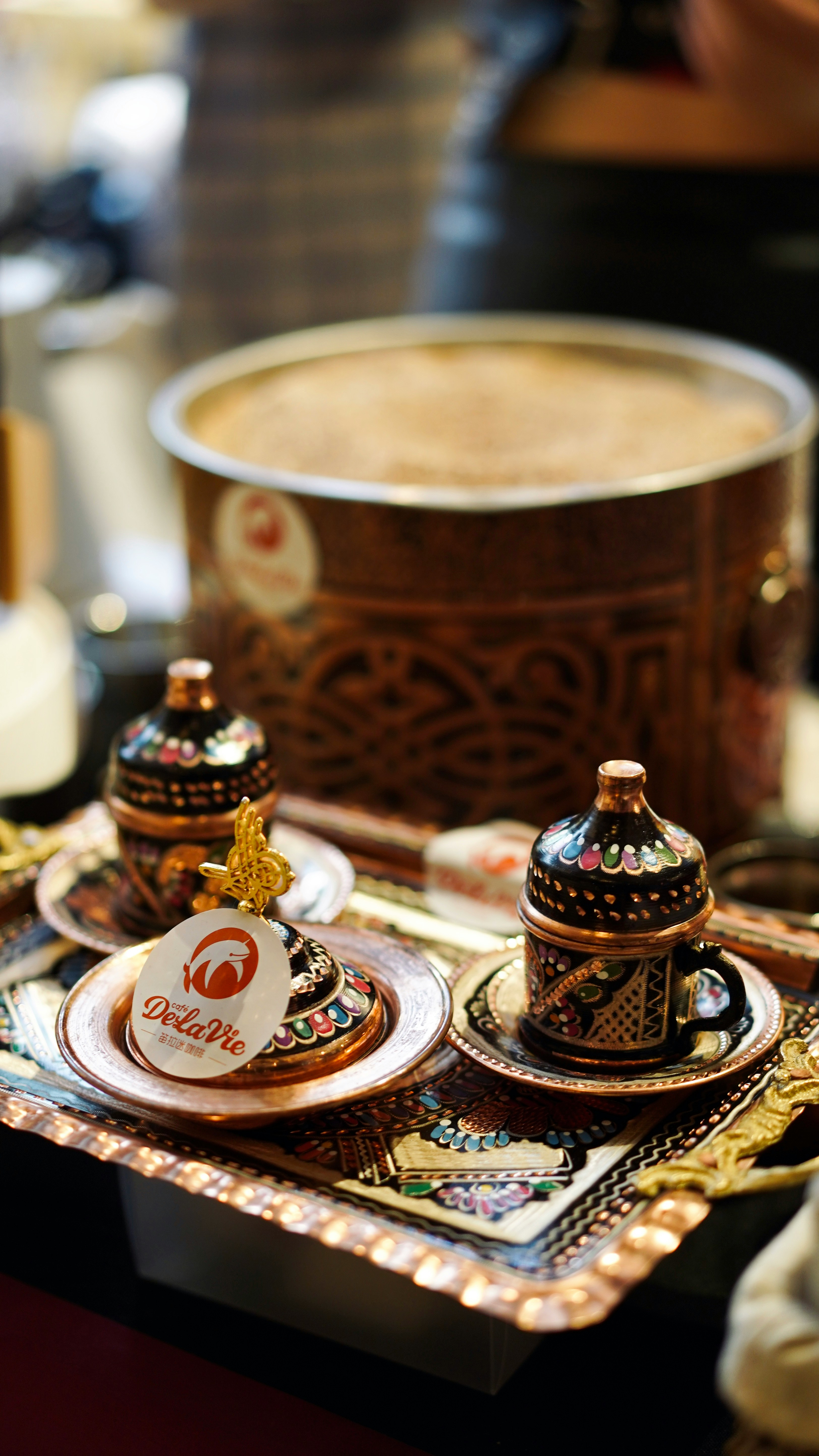 Traditional Yemeni coffee ceremony setup