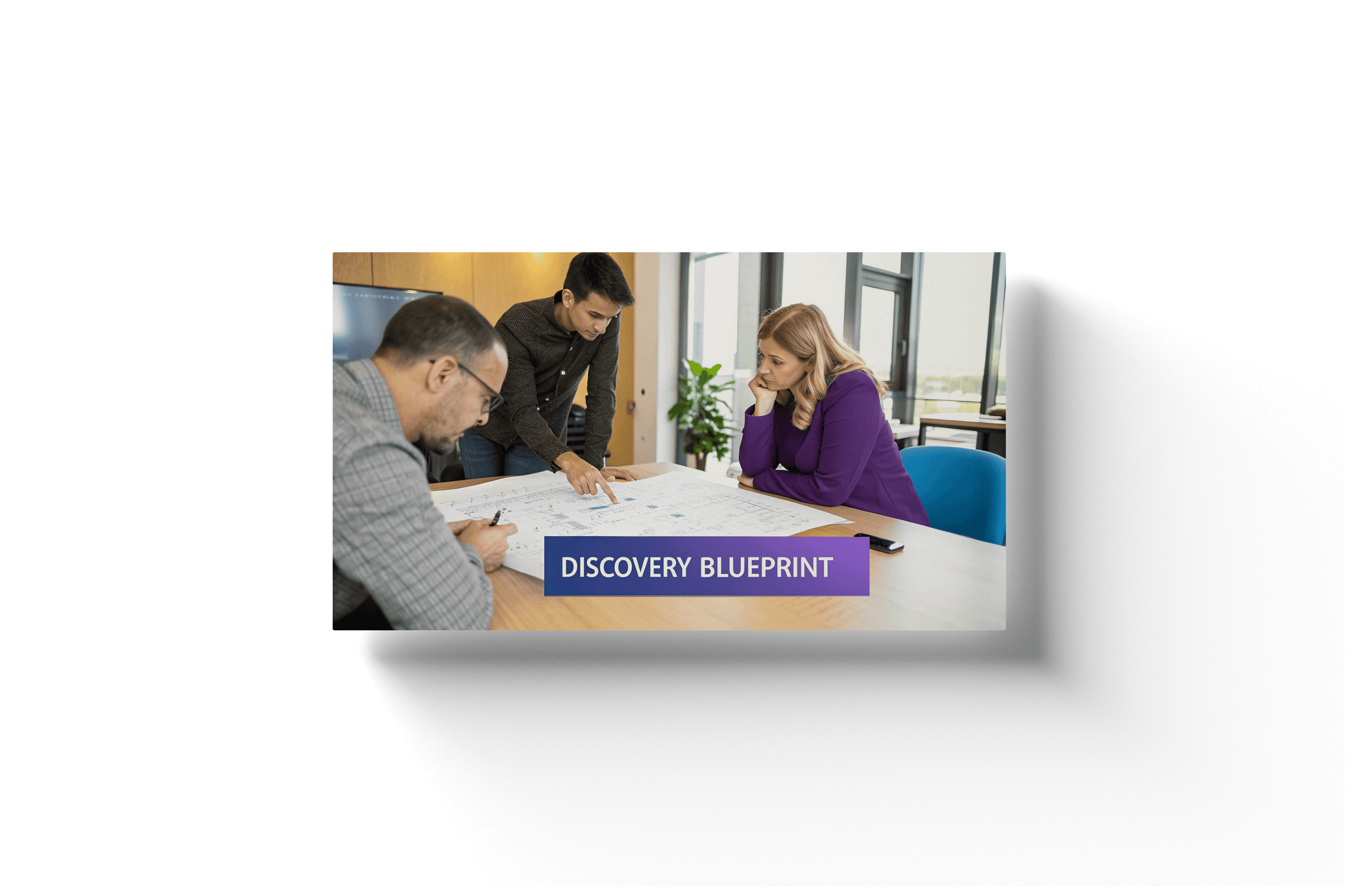 a team working on a project discovery blueprint