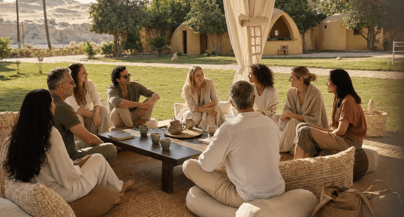 Retreat participants sharing a restorative outdoor experience