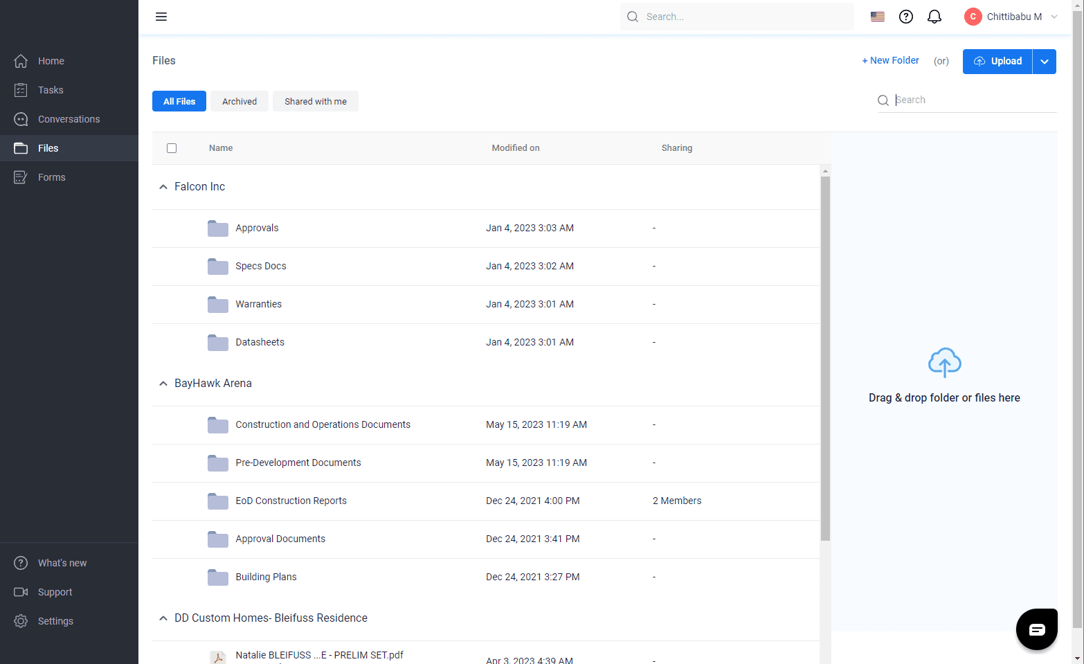 Centralized repository of all your construction project files and documents on TaskMapper.