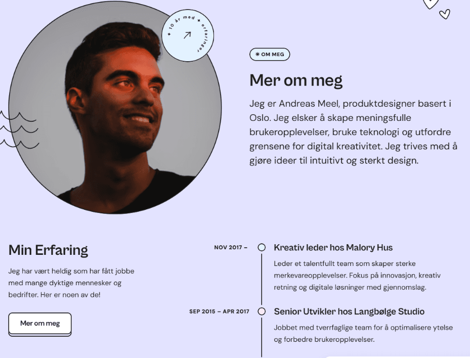 Nettside for en produktdesigner