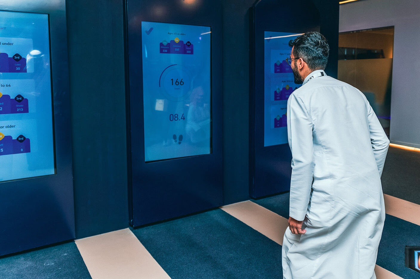 Audience interacting with Exhibition Interactive Technology for LEAN at LEAP