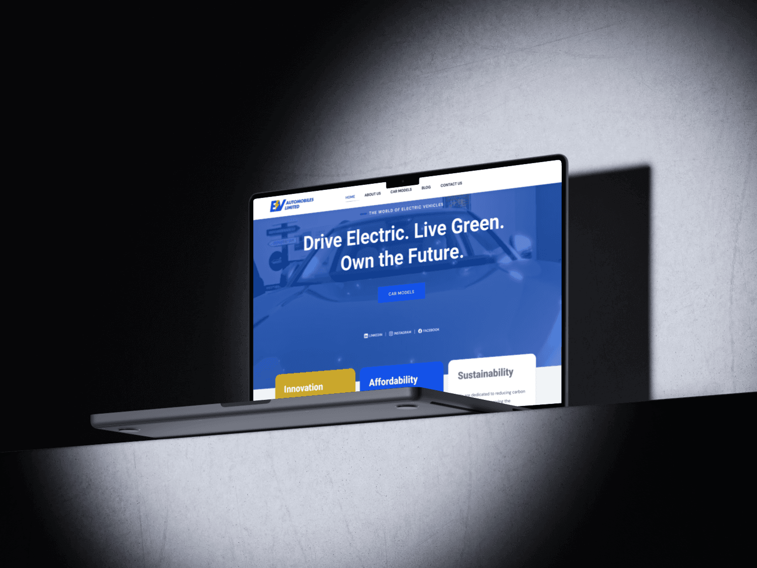 Laptop and smartphone mockups floating on a bright orange background.