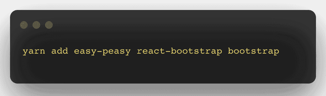 The command to install Easy Peasy and Bootstrap.