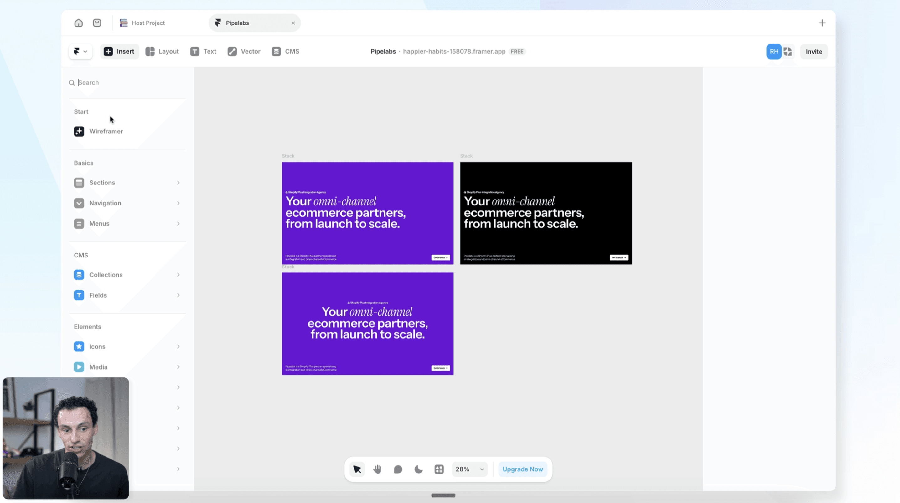 Design pages - Framer's canvas for exploration