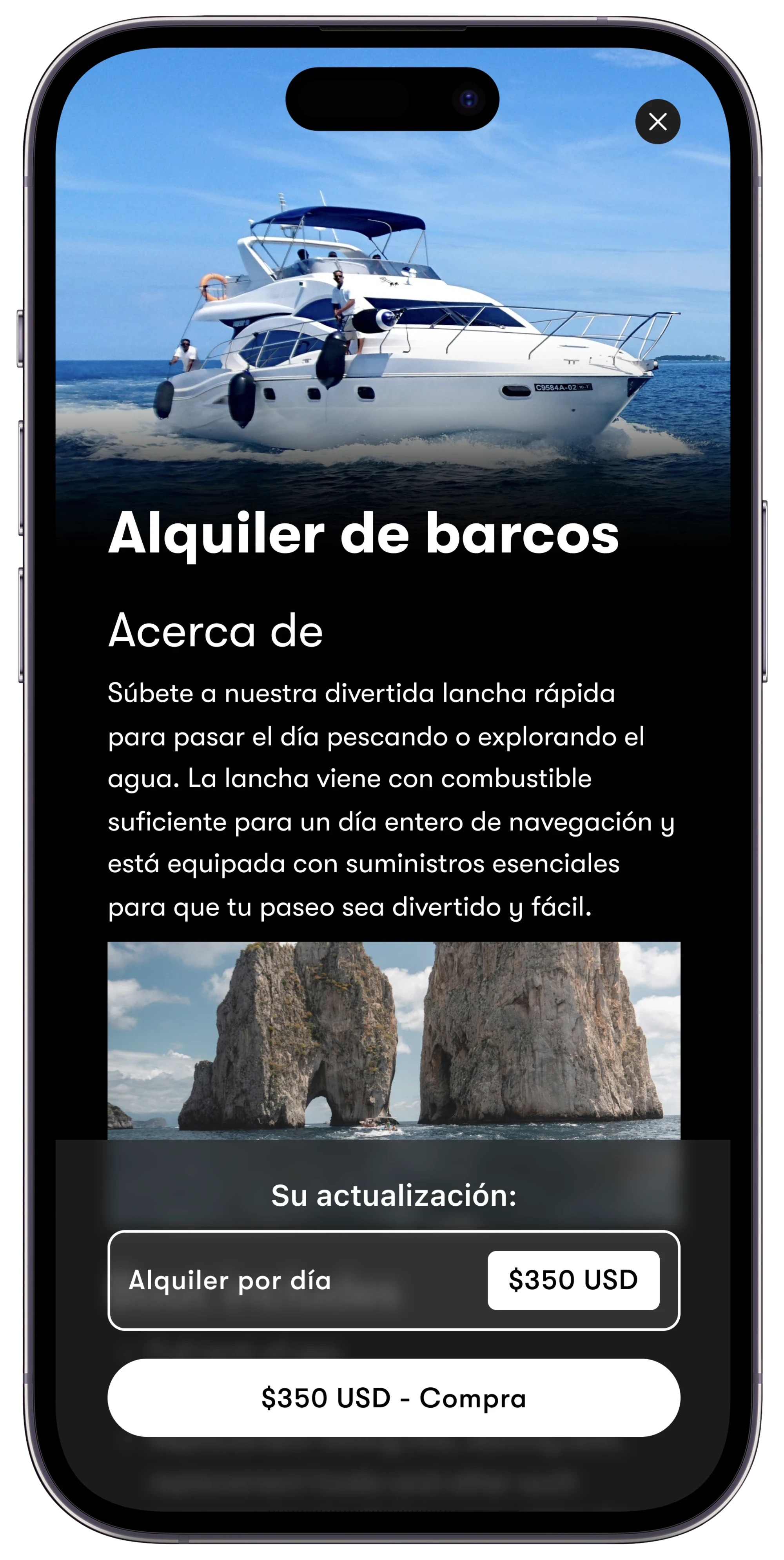 Venta adicional de alquiler de barcos