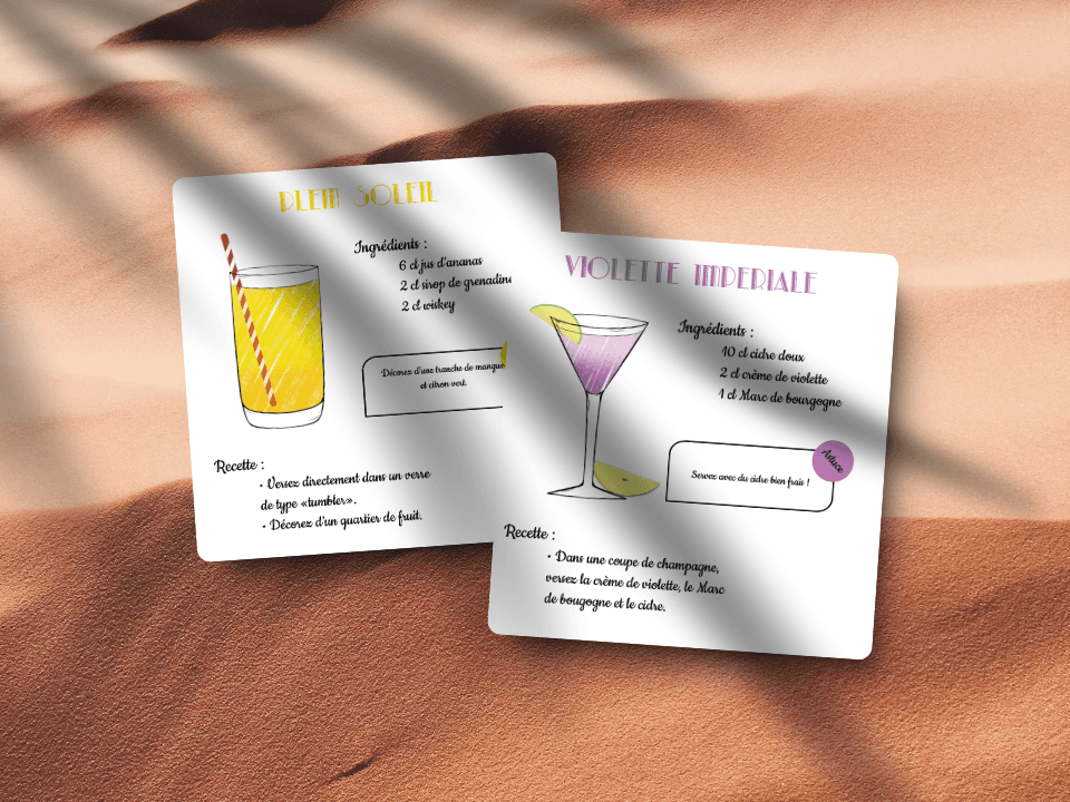 Exemples de deux visuels de description de cocktails