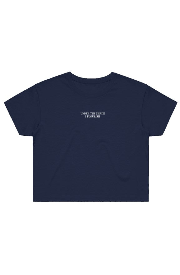 Belize limited womens crop tee navy
