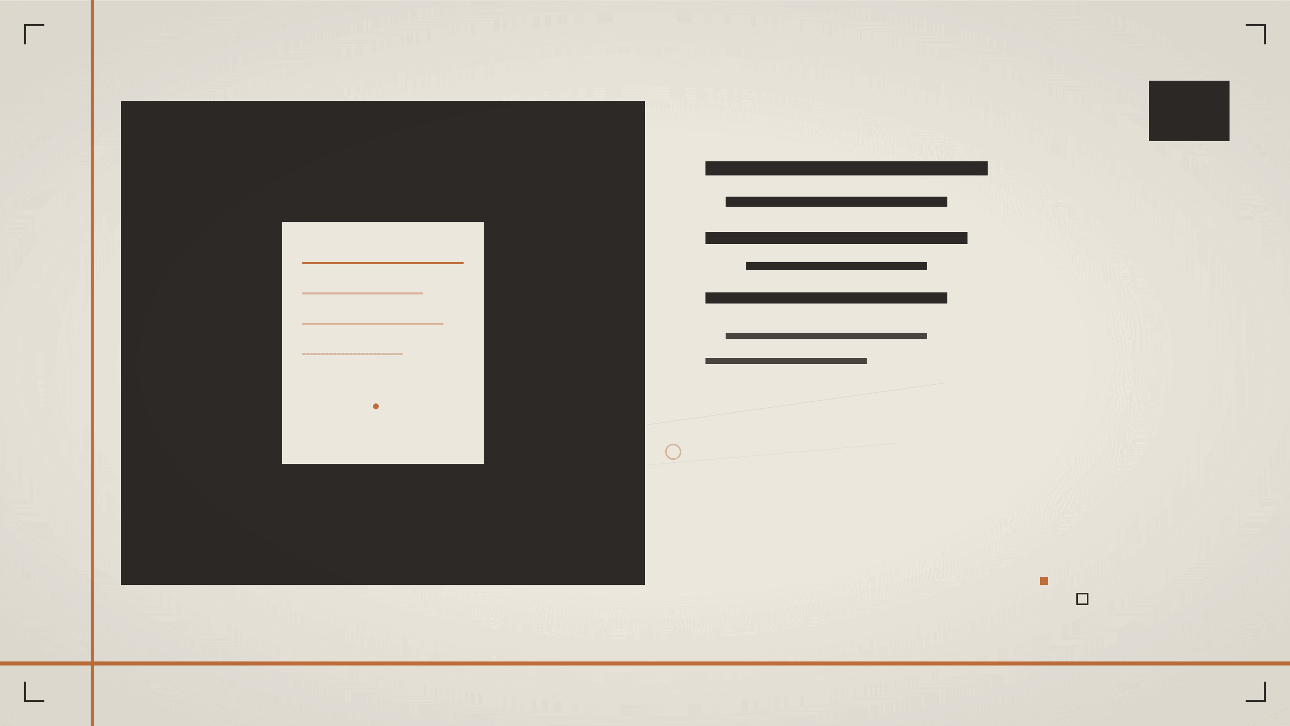 Abstract brutalist blog cover for Raised Media Co pricing transparency article featuring a dark geometric block with a rectangular window revealing clean lines on a warm cream background with redacted bar shapes and burnt orange accents