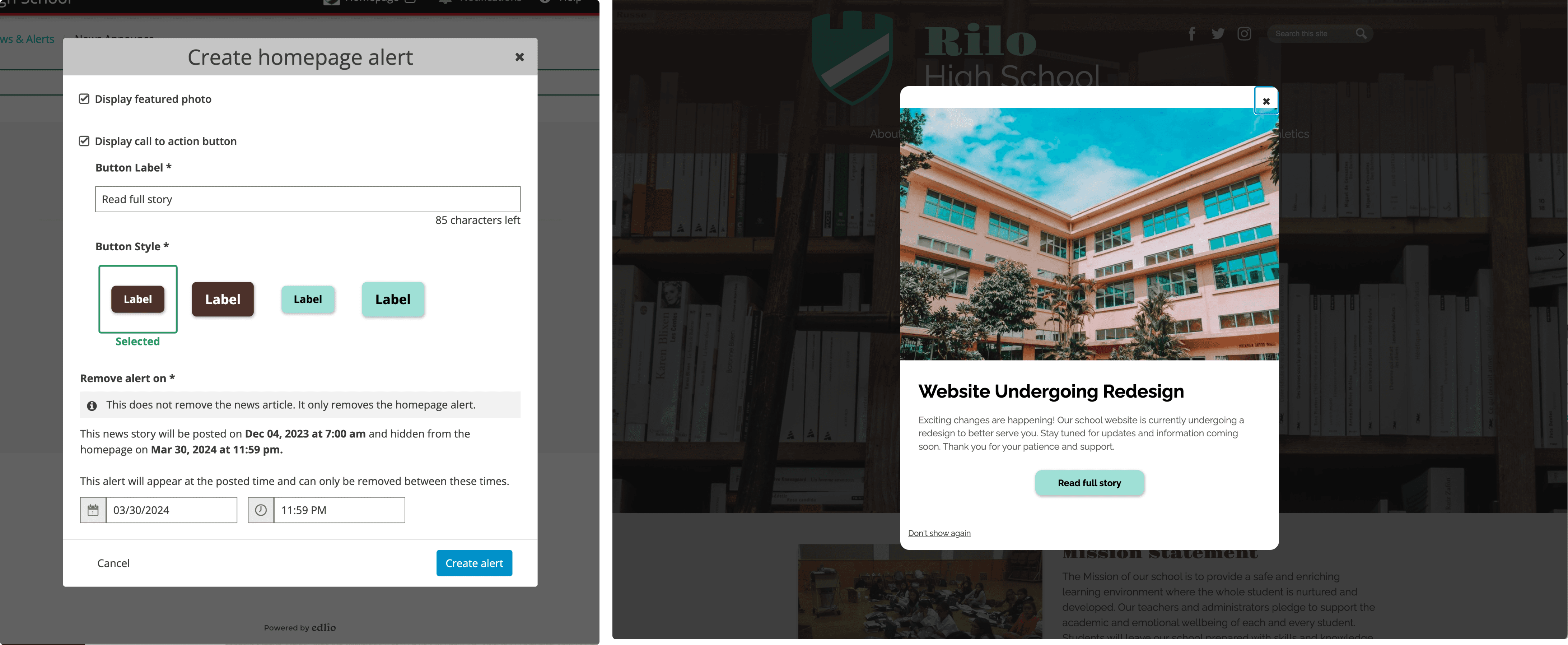 screenshots of new design for admin and public experience