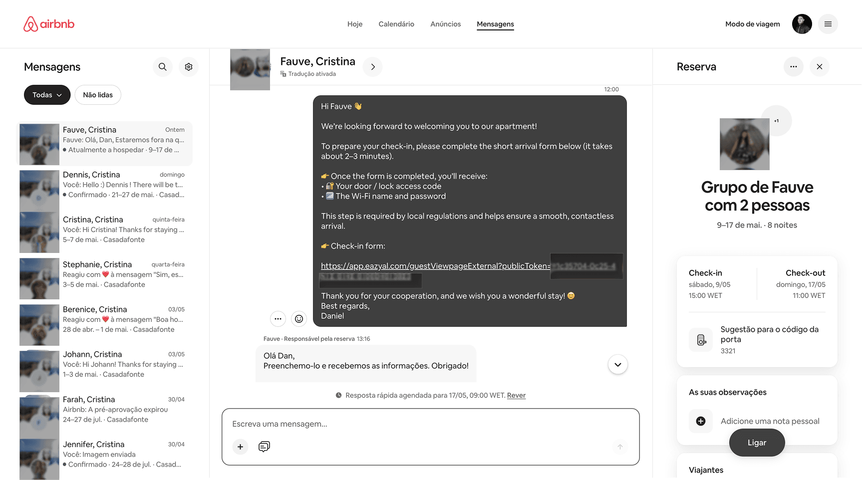 airbnb host message view