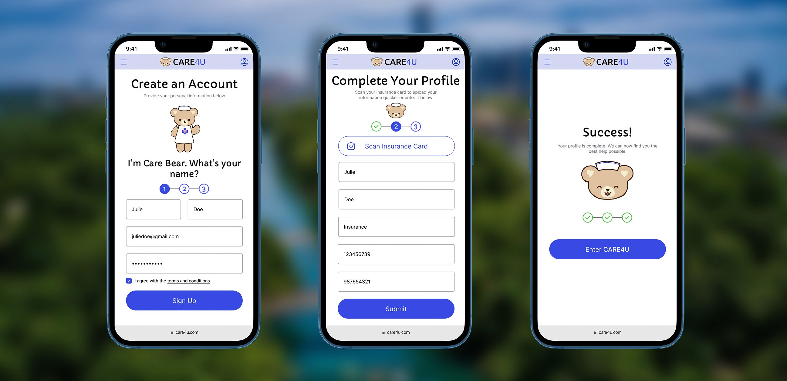 CARE4U Website Final High Fidelidity Prototype