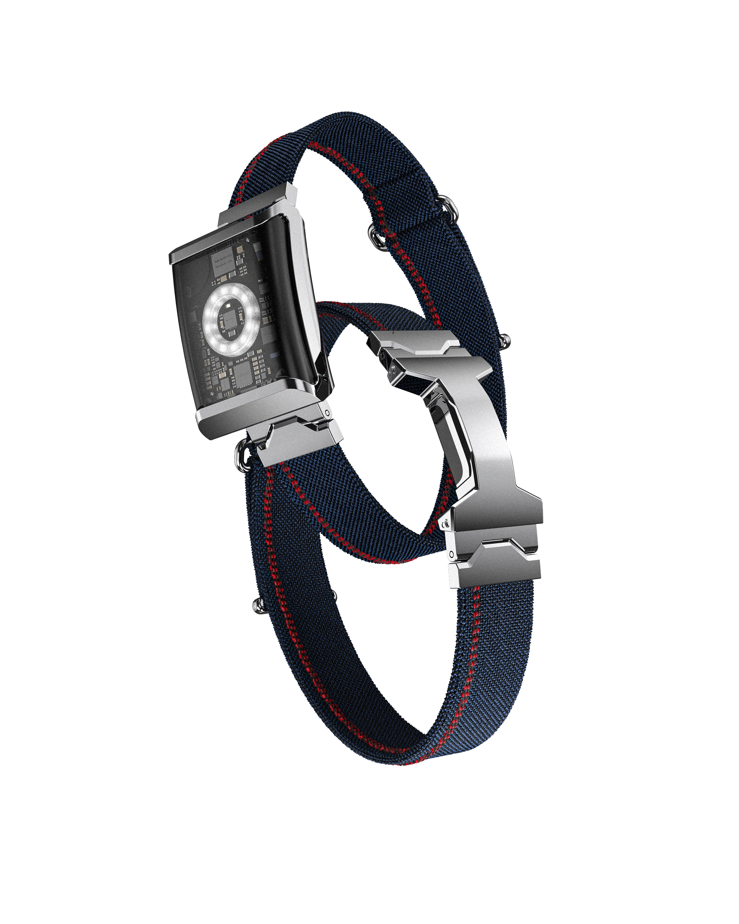 Alloop Trio with navy woven band and silver clasp